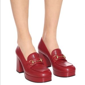 Gucci Red Houdan 60 Leather Platform Loafers